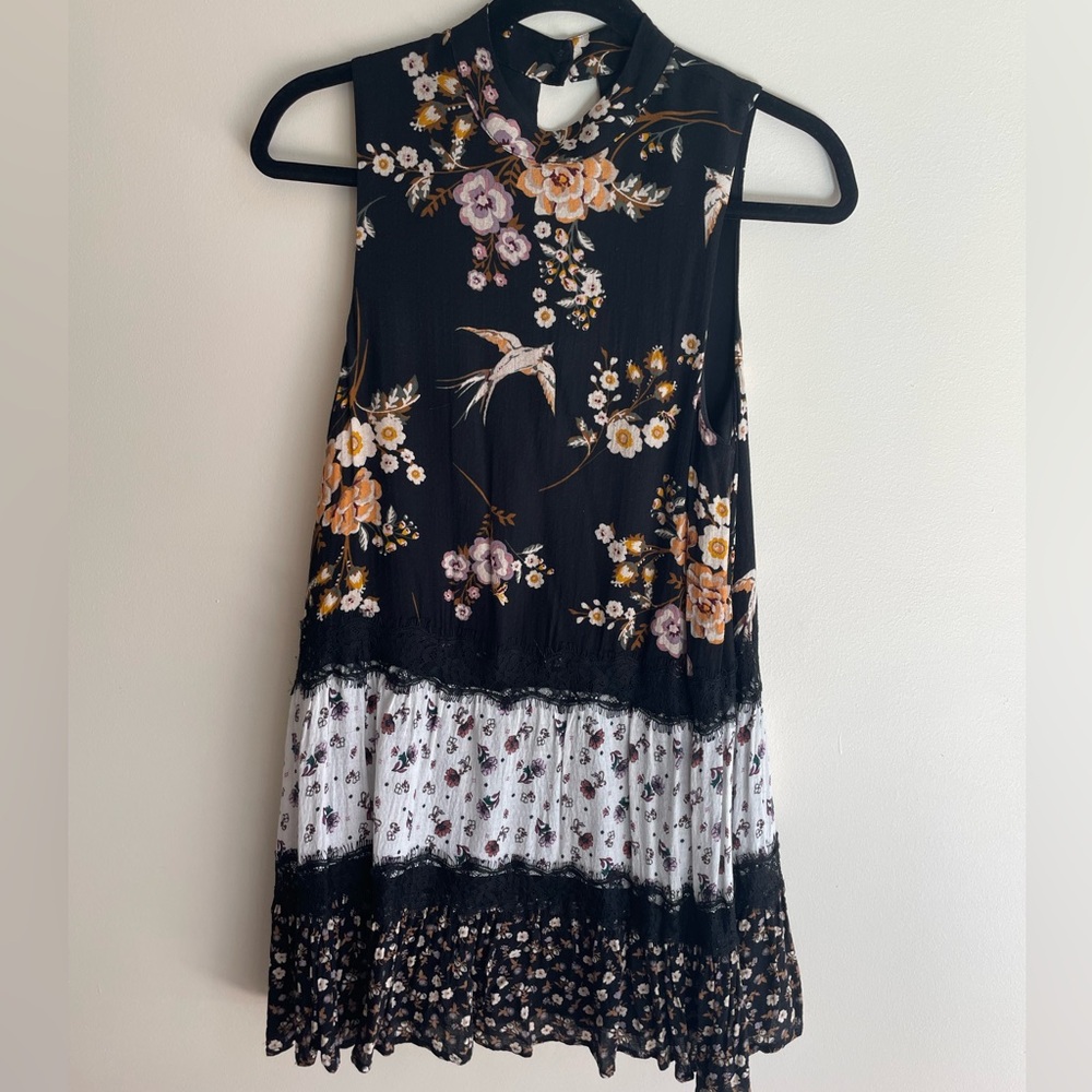 Love, Fire Boho Floral Dress with Lace Details